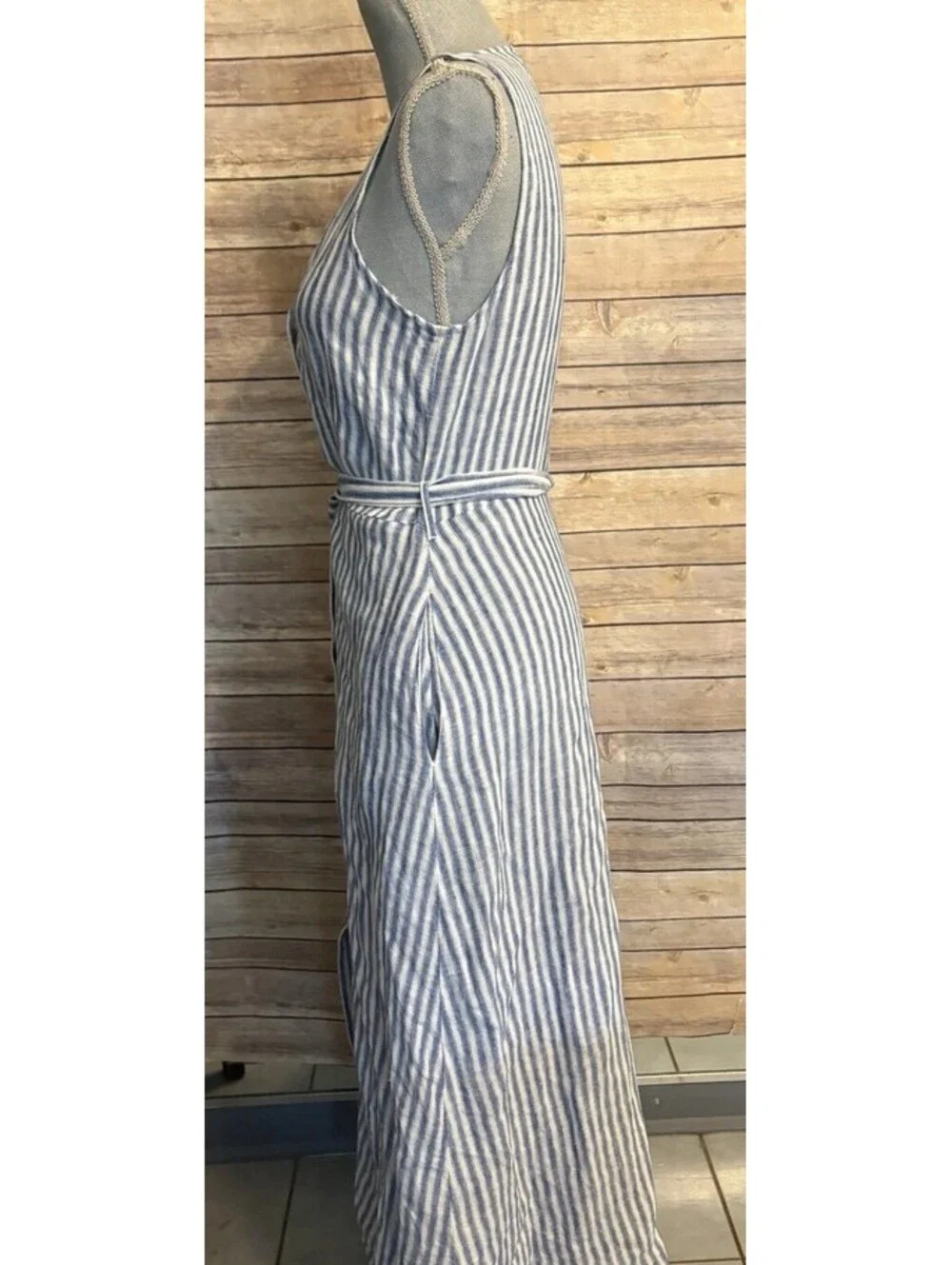 Faherty Margaux Dress in Low Tide Linen Stripe Size XS